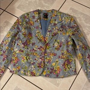 Vintage Redd Jeans Blue and Purple Floral Blazer Tailored Suit Jacket